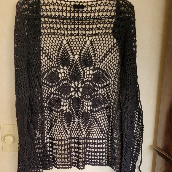 Detailed Black Crochet Women's Sweater Boston Proper - Picture 3 of 6